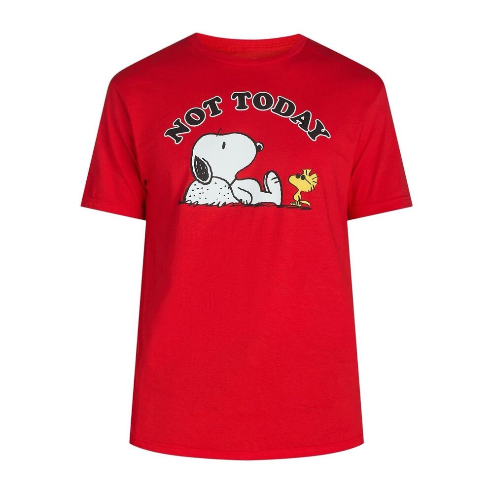 Peanuts Snoopy Graphic T-Shirt‎ NWT Small Red NOT TODAY Unisex Holiday Gift